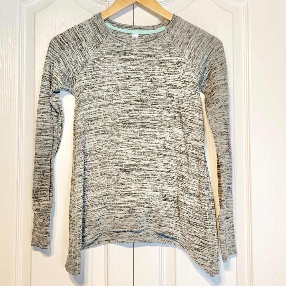 90 Degree Active Girls Long Sleeve Gray Heather Knit Top Size Medium 10